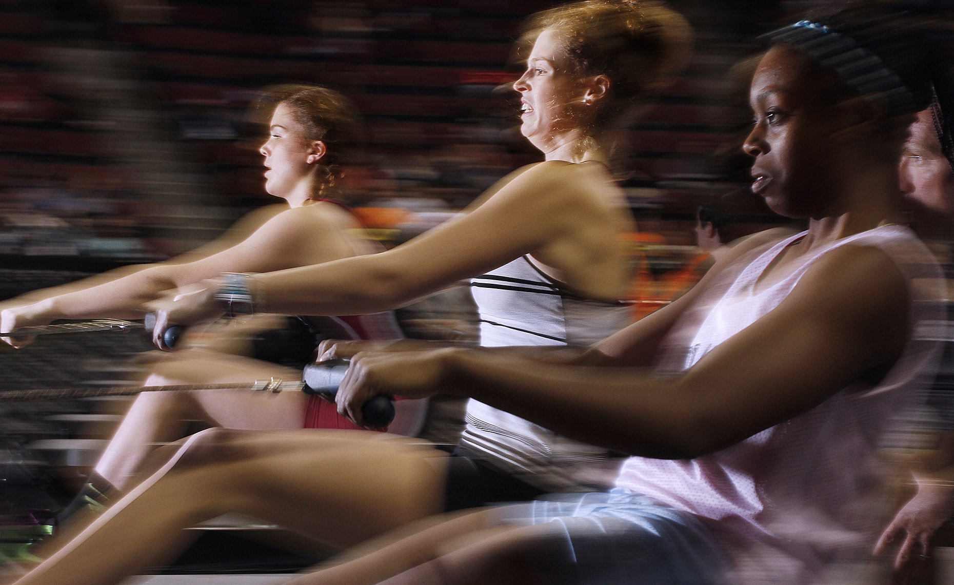 Motion-blurred Rowers Three Women