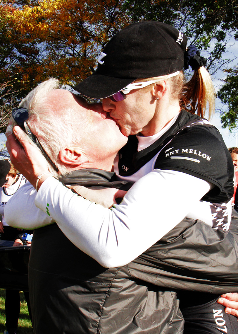 Post-race kiss for the winner