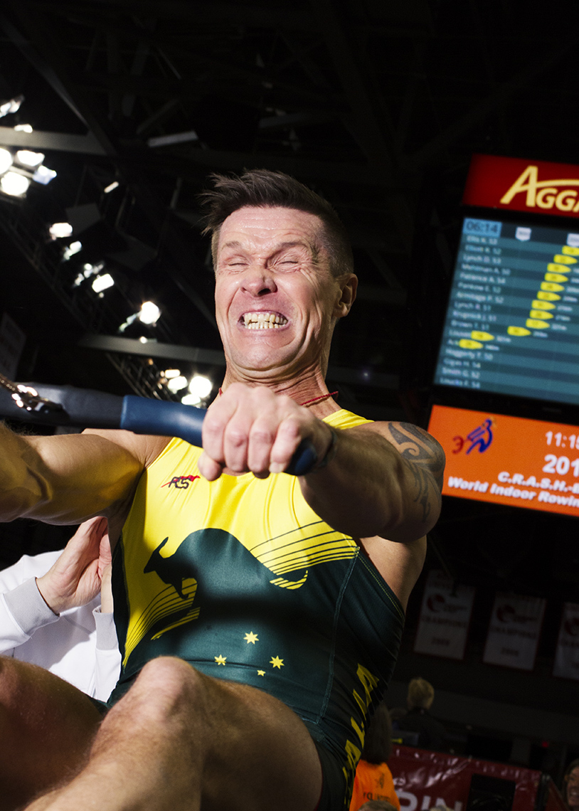 Male Rower Grimace