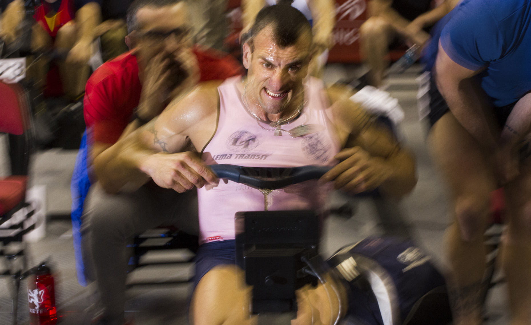 Pulling Hard Male Rower Indoor